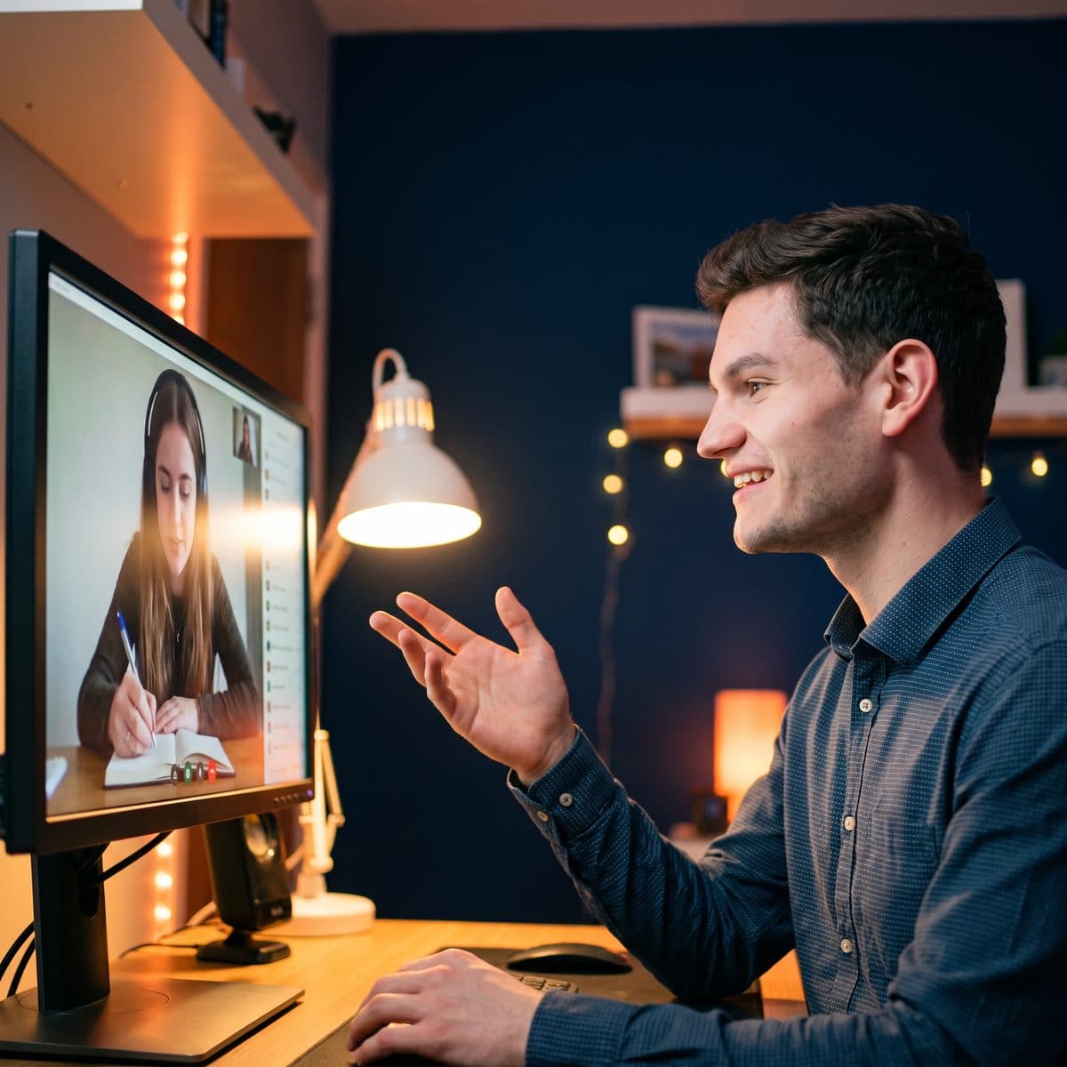 Louis-Nicolas, formateur Python, en visio avec une apprenante