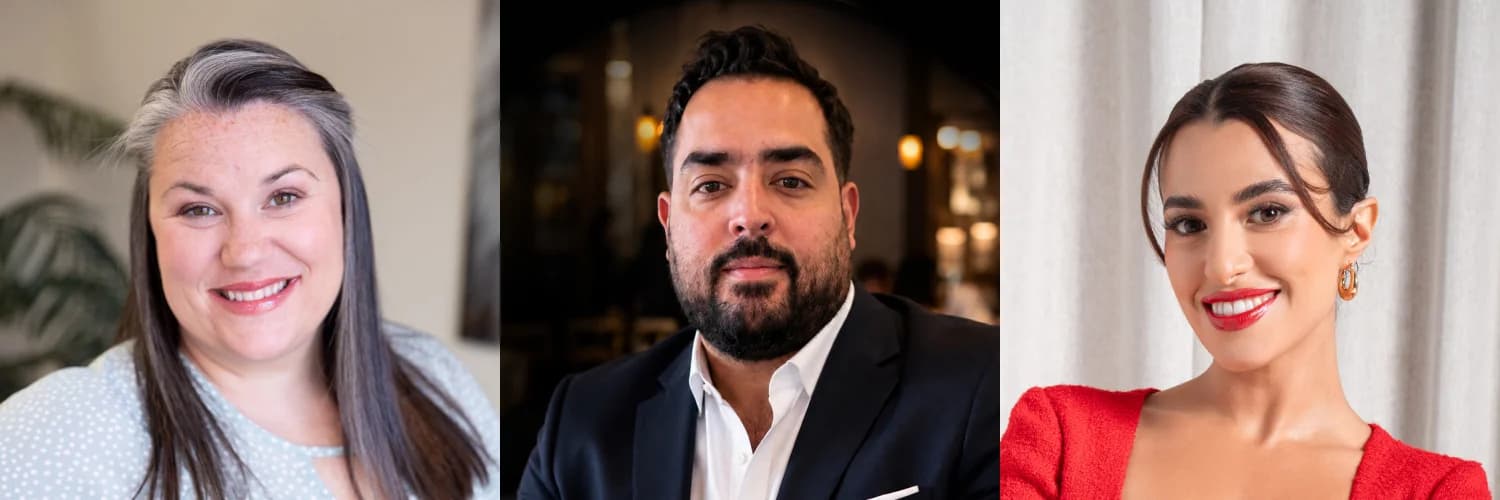 Portraits de Jess, Amin et Mya, trois patrons de petites entreprises qui ont testé Claude Duet
