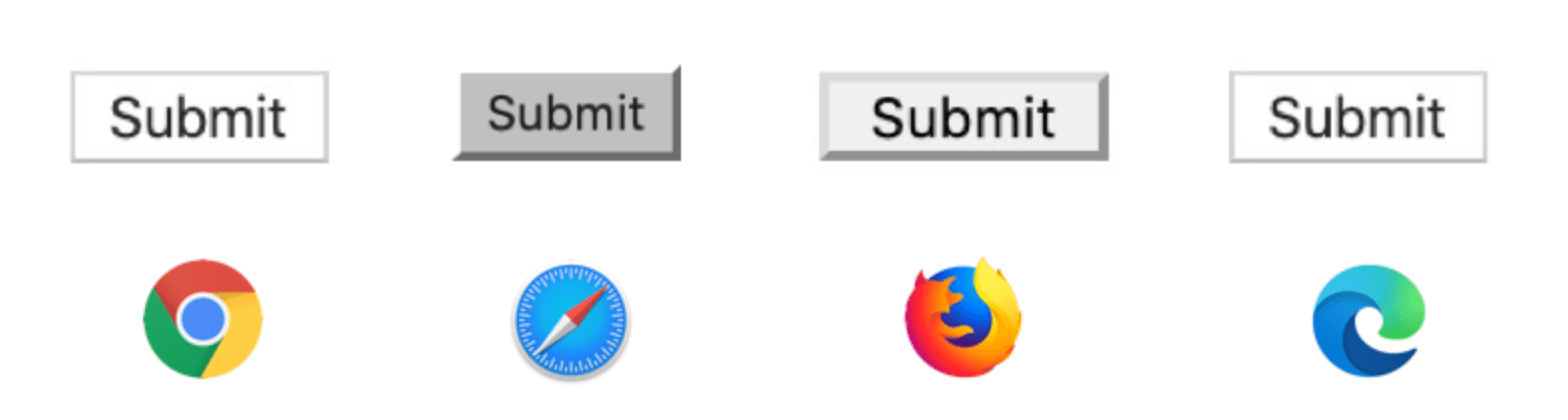 les différents style par défaut d'un bouton sur les navigateurs
