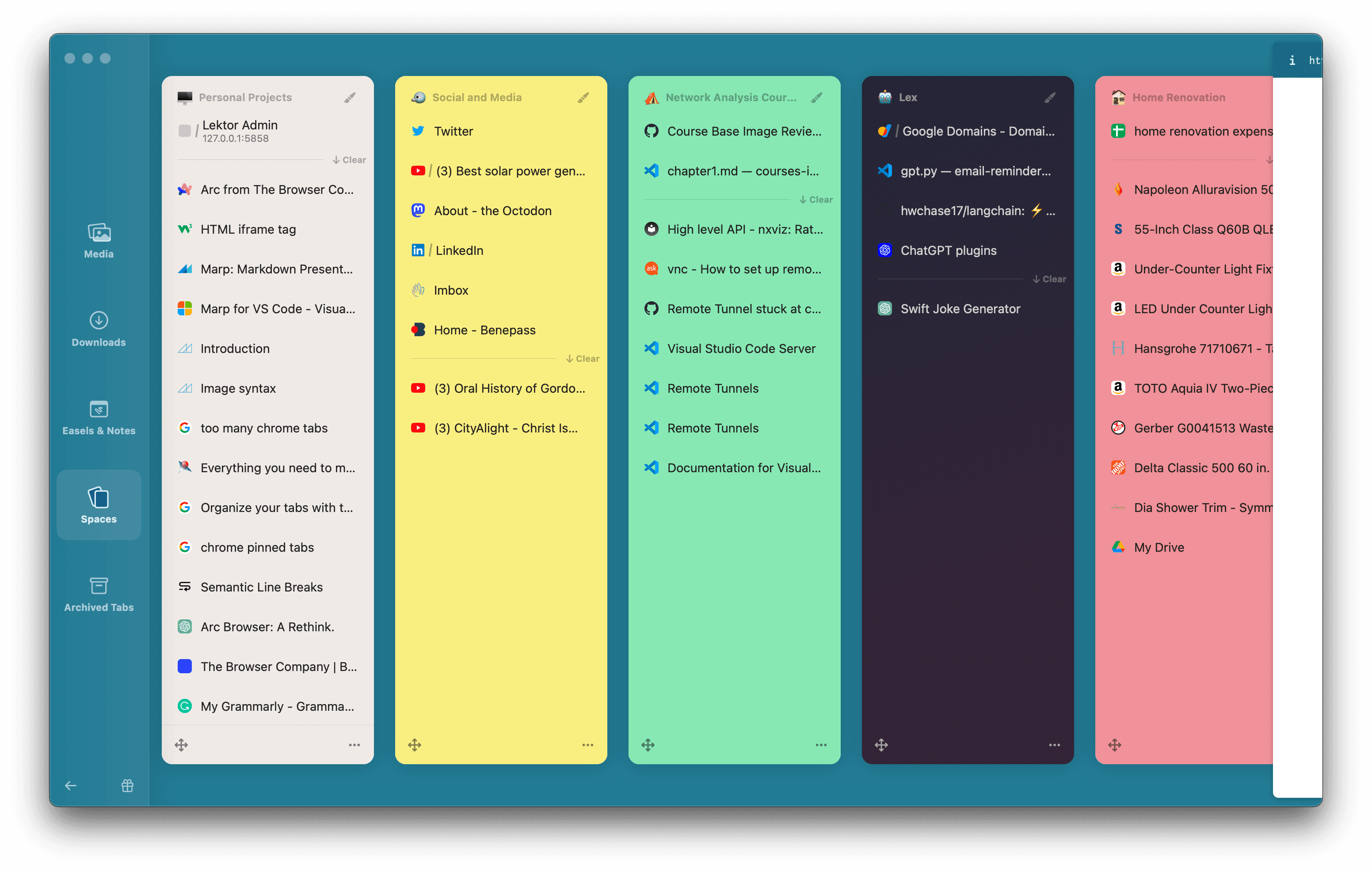 Arc avec des workspaces